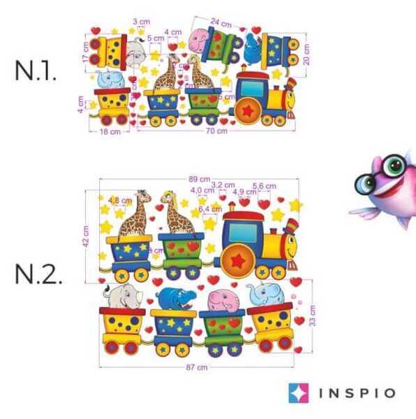 INSPIO-textilní přelepitelná samolepka - Samolepky do dětského pokoje - Veselý vláček