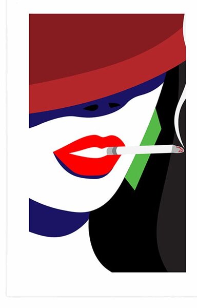 Plakát s paspartou žena v klobouku v pop art stylu