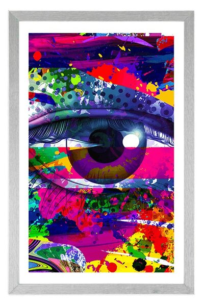 Plakát s paspartou lidské oko v pop-art stylu