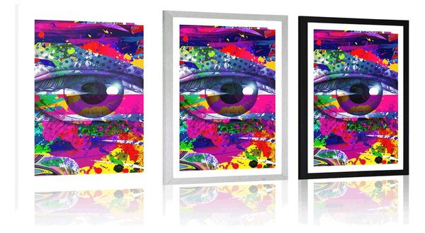 Plakát s paspartou lidské oko v pop-art stylu