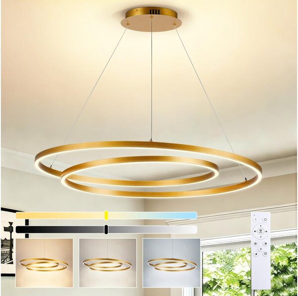 Brilagi-LED Stmívatelný lustr na lanku TWISTER LED/105W/230V 3000-6000K zlatá+DO