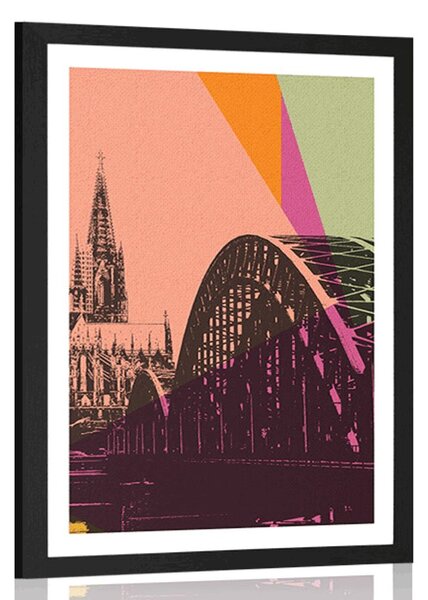 Plakát s paspartou digitální ilustrace města Kolín