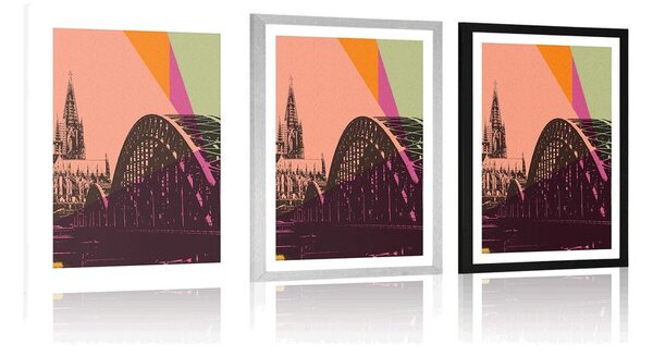 Plakát s paspartou digitální ilustrace města Kolín