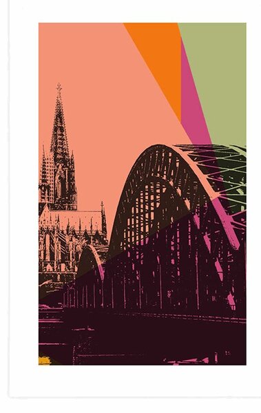Plakát s paspartou digitální ilustrace města Kolín