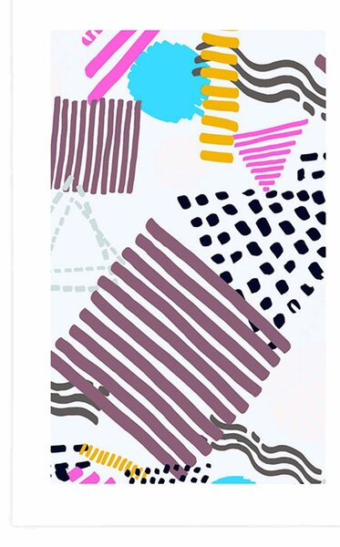 Plakát s paspartou Memphis vzor v pop-art stylu