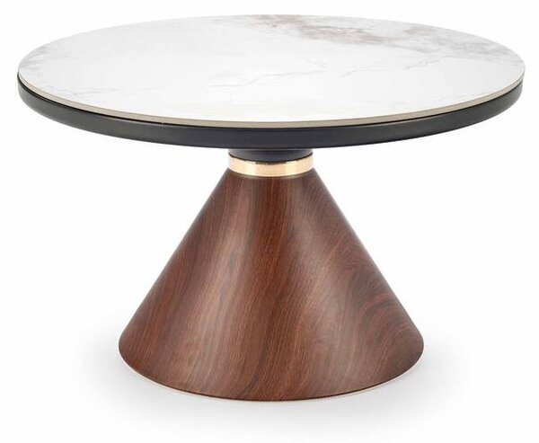 Konferenční stolek GINISAS bílý mramor/ořech/zlatá