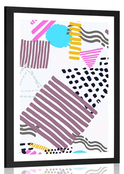 Plakát s paspartou Memphis vzor v pop-art stylu