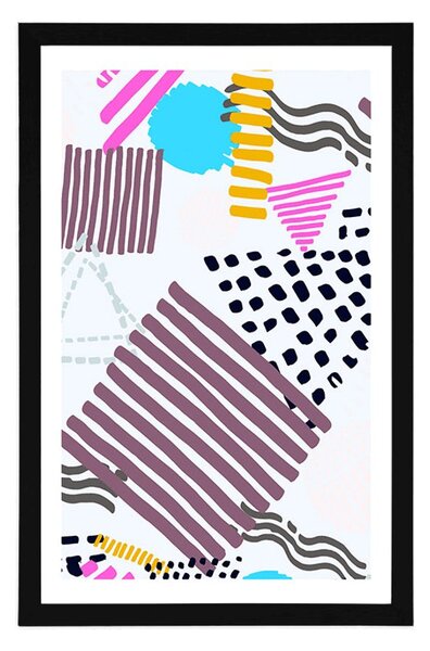Plakát s paspartou Memphis vzor v pop-art stylu