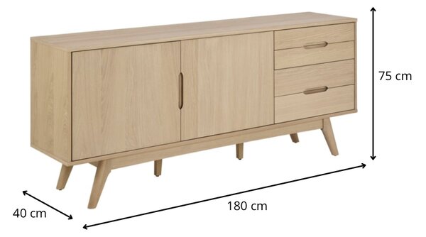 Actona Komoda Marte 180 cm dub bělený