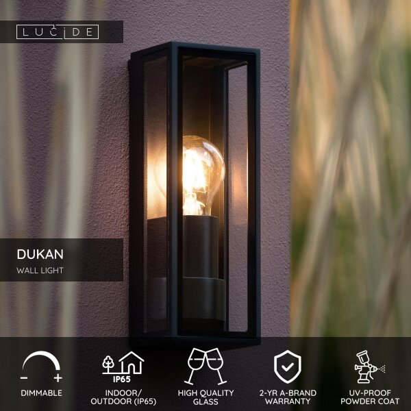 Lucide 15802/01/30 - Venkovní nástěnné svítidlo DUKAN 1xE27/15W/230V IP65