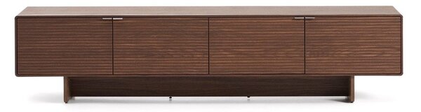 Tmavě hnědý TV stolek v dekoru ořechu 200x46x40 cm Norlen – Kave Home