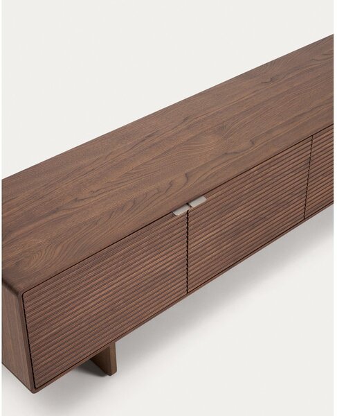 Tmavě hnědý TV stolek v dekoru ořechu 200x46x40 cm Norlen – Kave Home