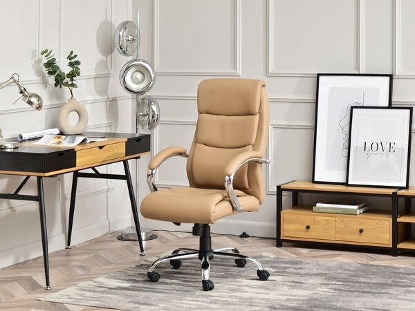 Křeslo Luxus (béžová + chromová). Akce -15%
