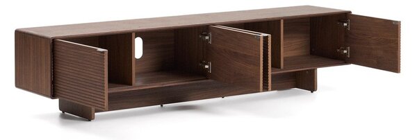 Tmavě hnědý TV stolek v dekoru ořechu 200x46x40 cm Norlen – Kave Home
