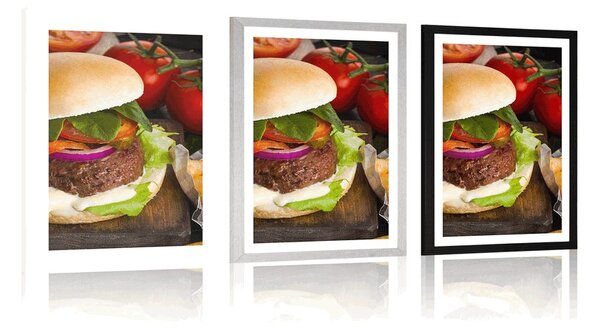 Plakát s paspartou americký hamburger