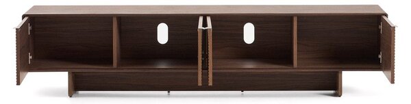 Tmavě hnědý TV stolek v dekoru ořechu 200x46x40 cm Norlen – Kave Home