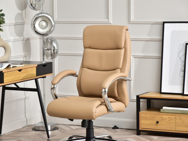 Křeslo Luxus (béžová + chromová). Akce -15%