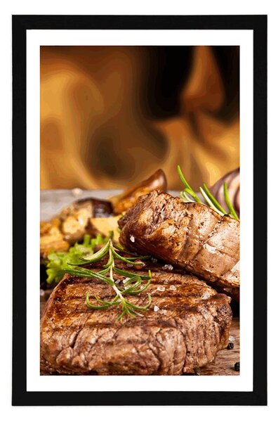Plakát s paspartou grilovaný hovězí steak