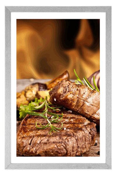 Plakát s paspartou grilovaný hovězí steak
