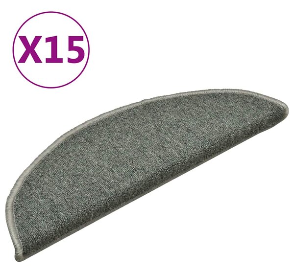 Schodové rohože 15 ks 56 x 17 x 3 cm tmavě zelené půlkulaté 322360