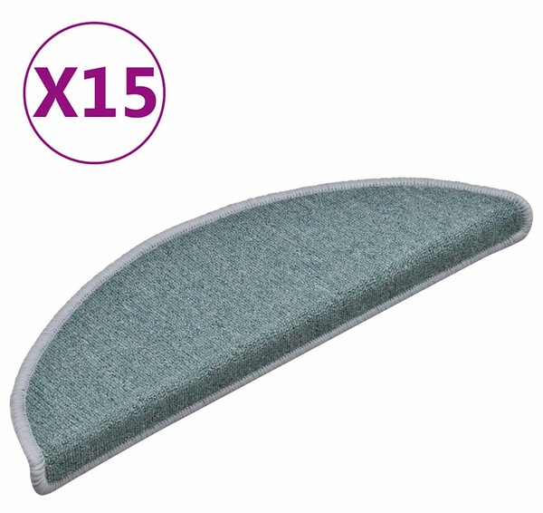 Schodové rohože 15 ks 56 x 17 x 3 cm mořsky modré půlkulaté 322362