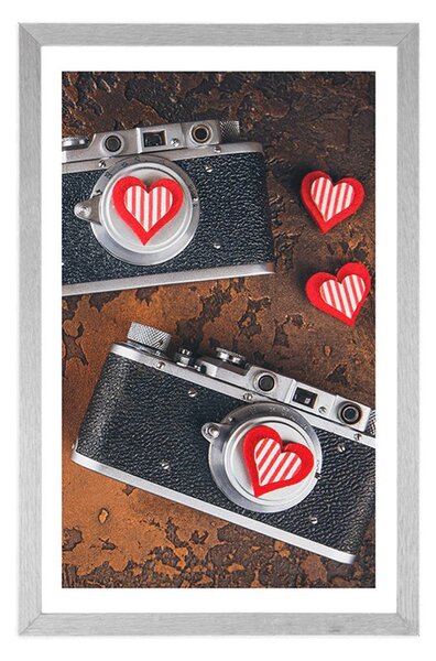 Plakát s paspartou dva retro fotoaparáty
