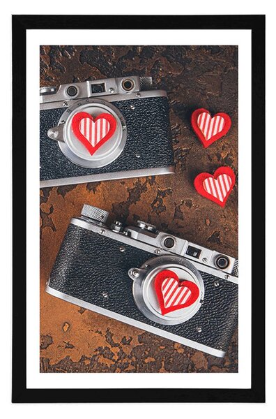 Plakát s paspartou dva retro fotoaparáty