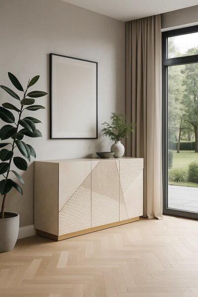 LivinHill Komoda Stilig ST801 150 cm šampaňská/zlatá