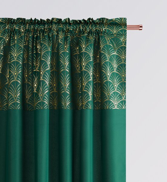 Dekorační vzorovaný závěs s řasící páskou BELISA TAPE zelená 140x250 cm (cena za 1 kus) MyBestHome