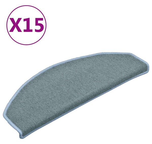 Schodové rohože 15 ks 65 x 24 x 4 cm mořská modrá půlkulaté velké 322363