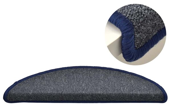 Schodové rohože 15 ks 56 x 17 x 3 cm tmavě šedé a modré, půlkulaté 322364