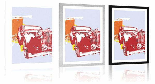 Plakát s paspartou retro auto s abstrakcí