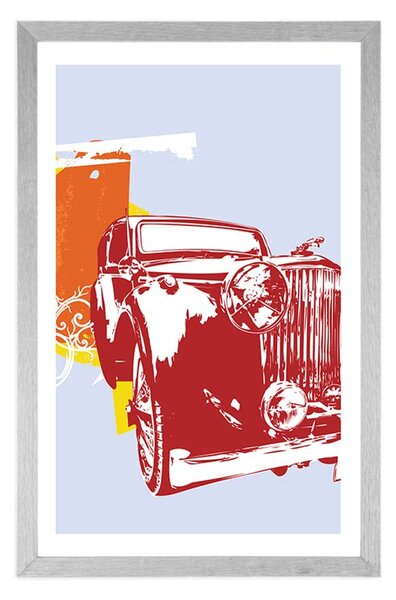 Plakát s paspartou retro auto s abstrakcí