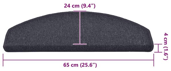 Schodové rohože 15 ks 65 x 24 x 4 cm tmavě šedé a modré, půlkulaté, velké 322365