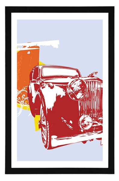Plakát s paspartou retro auto s abstrakcí
