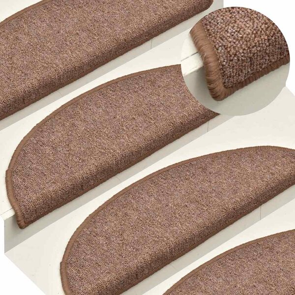 Kobercové nášlapy na schody 15 ks hnědé 56 x 17 x 3 cm 322366