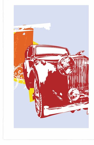 Plakát s paspartou retro auto s abstrakcí