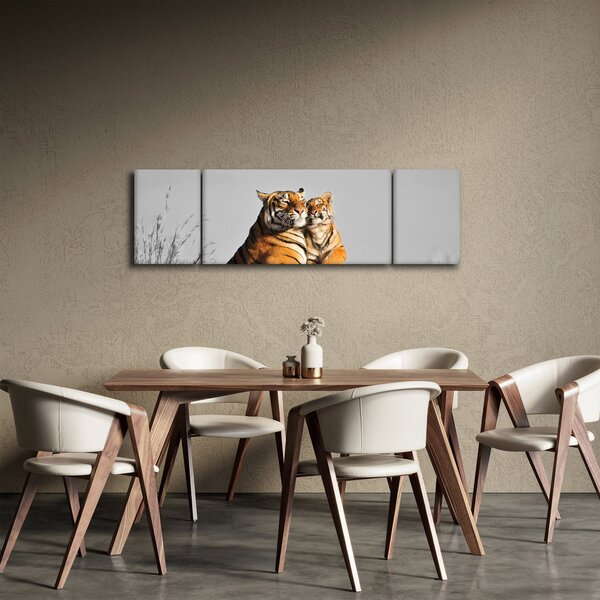 Obraz - Tygřice a její mládě, černobílá varianta (170x50 cm)