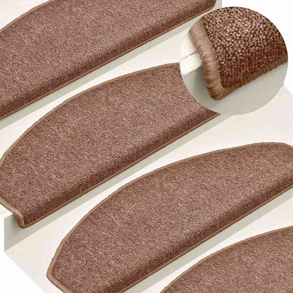 Schodové rohože 15 ks 65 x 24 x 4 cm hnědé, půlkulaté, velké 322367