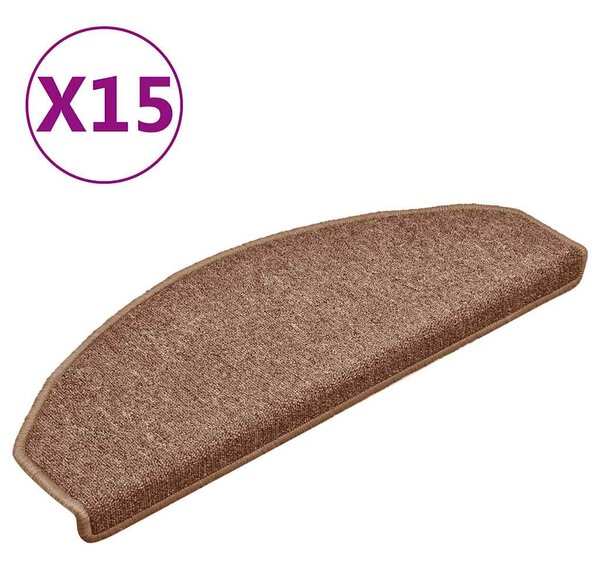 Schodové rohože 15 ks 65 x 24 x 4 cm hnědé, půlkulaté, velké 322367