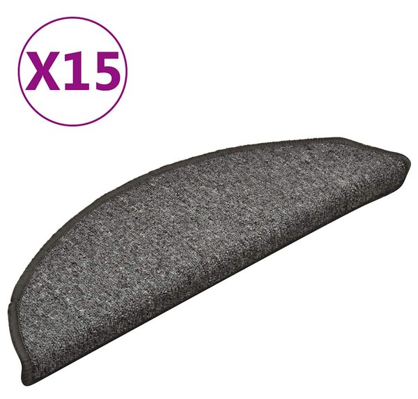 Schodové rohože 15 ks 56 x 17 x 3 cm tmavě šedé, půlkulaté 322368