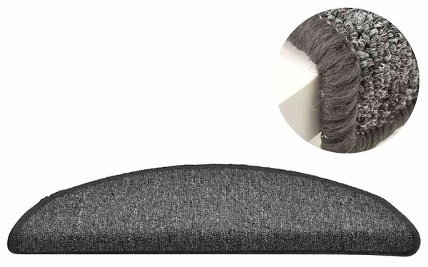 Schodové rohože 15 ks 56 x 17 x 3 cm tmavě šedé, půlkulaté 322368