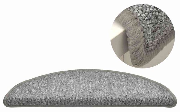 Schodové rohože 15 ks 56 x 17 x 3 cm světle šedé, půlkulaté 322370