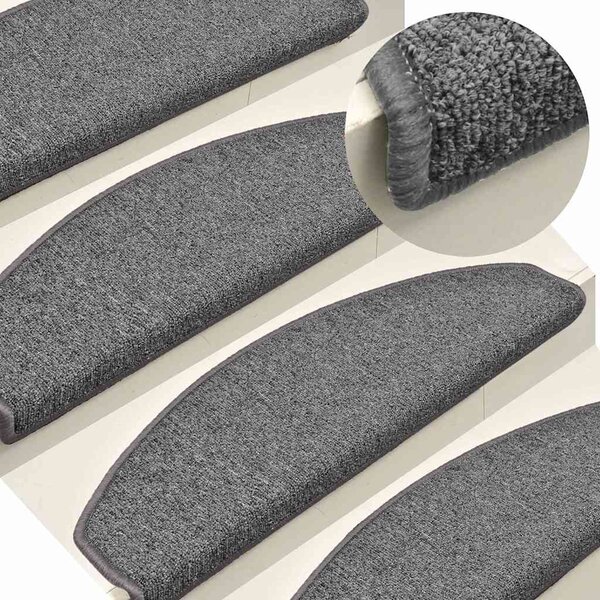 Schodové rohože 15 ks 65 x 24 x 4 cm tmavě šedé, půlkulaté, velké 322369