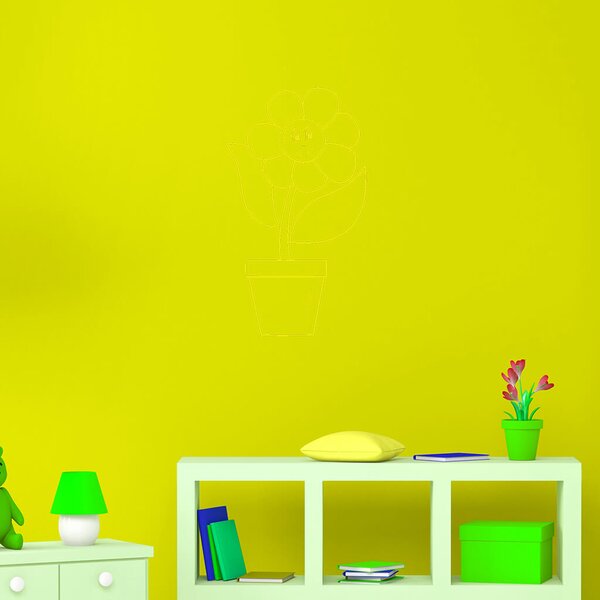 Živá Zeď Samolepka Veselá květinka Barva: černá