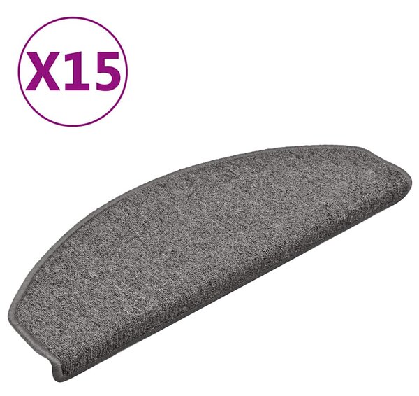 Schodové rohože 15 ks 65 x 24 x 4 cm tmavě šedé, půlkulaté, velké 322369