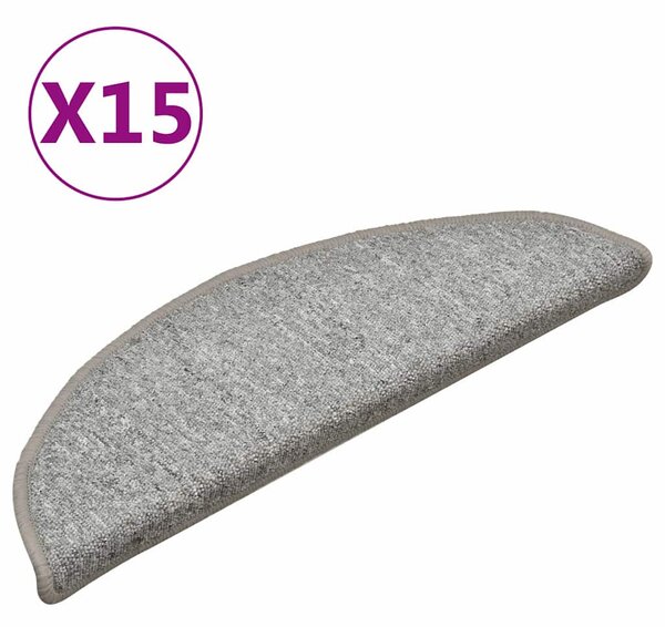 Schodové rohože 15 ks 56 x 17 x 3 cm světle šedé, půlkulaté 322370