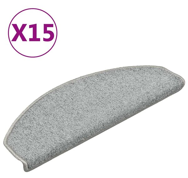 Schodové rohože 15 ks 65 x 24 x 4 cm světle šedé, půlkulaté, velké 322371