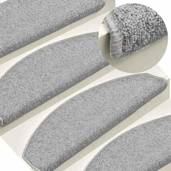 Schodové rohože 15 ks 65 x 24 x 4 cm světle šedé, půlkulaté, velké 322371