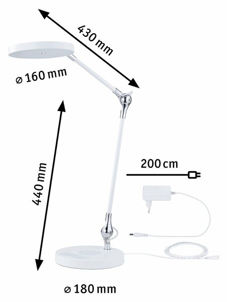 PAULMANN LED stolní lampa na psací stůl Numis CCT 11W bílá